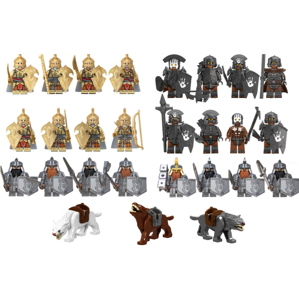 (Style C 27pcs) The Lord of the Rings Lord of the Rings the Noldor Elves guard the medieval soldiers of the Orcs Minifigures Toys Fit Lego