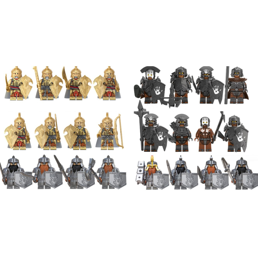 Xurikcoo (Style B 24Pcs) The Lord Of The Rings Lord Of The Rings The Noldor Elves Guard The Medieval Soldiers Of The Orcs Minifigures Toys Fit Lego
