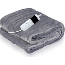 Electric Heated Throw Blanket Grey Home Fleece Comfort Control Settings Warmer