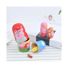 6 Layer Peppa Pig Hand Painted Matryoshka Russian Creative Decoration Kids Gift Toy