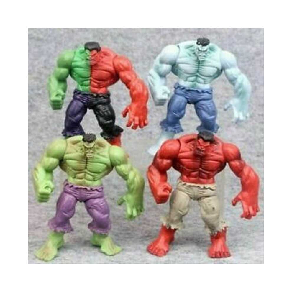 4Pcs The Incredible Avengers Hulk Green Red Action Figure Kids Toys Green,Red