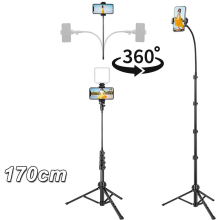 Mobile Phone Stand Tripod, Mobile Phone Tripod Aluminium Telescopic Tripod 170 cm Height Adjustable, Flexible Gooseneck Mobile Phone Holder for Phone