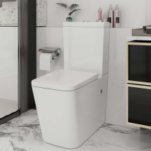 Rimless Close Coupled Toilet Soft Close Seat Dual Flush Bathroom Square