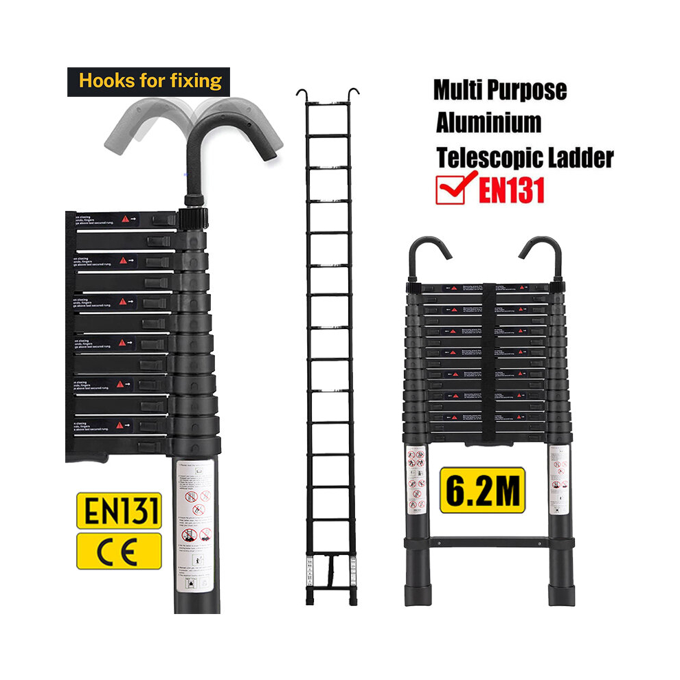 6.2M Telescopic Ladder Portable Extendable Collapsible for Household Outdoor UK