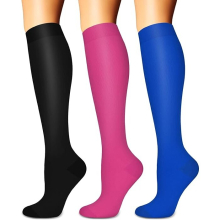 Compression Socks for Women & Men Circulation (3 Pairs) - Best Support for Running Nurses Recovery Cycling Flight Size:Large-X-Large-black/Blue/Red