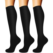 Compression Socks for Women & Men (3 pairs) - Best Support for Nurses, Running, Hiking, Recovery & Flight Socks/Small-Medium-Black