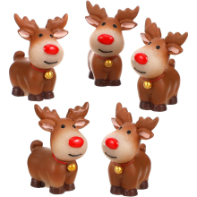 5 Pcs Mini Reindeer Statue Cartoon Antler Deer Elk Pattern Figurine Animal Cake Topper Desktop Decorative Ornaments for Children Kids