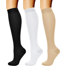 Compression Socks for Women & Men Circulation (3 Pairs) 15-20 mmHg is Best Support for Athletic Running Cycling-Large-X-Large-Black/White/Nude