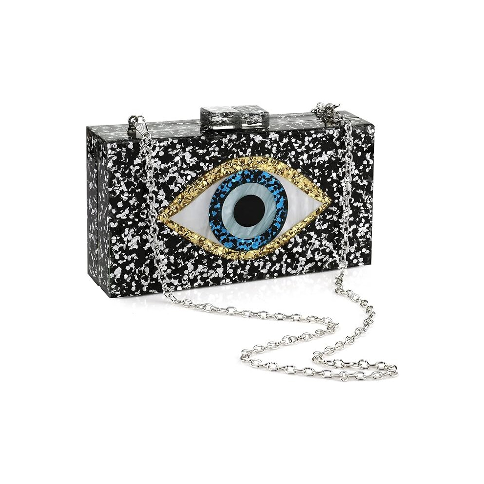 Acrylic Clutch Purses for Women Evening Bag Eyes Multicolor Perspex Box Clutch Glitter Purse Handbags Crossbody Bag