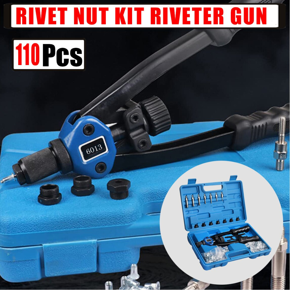 Professional Hand Rivnut Nut Thread Riveter Gun Repair Tool Kit M3-M12 Mandrels