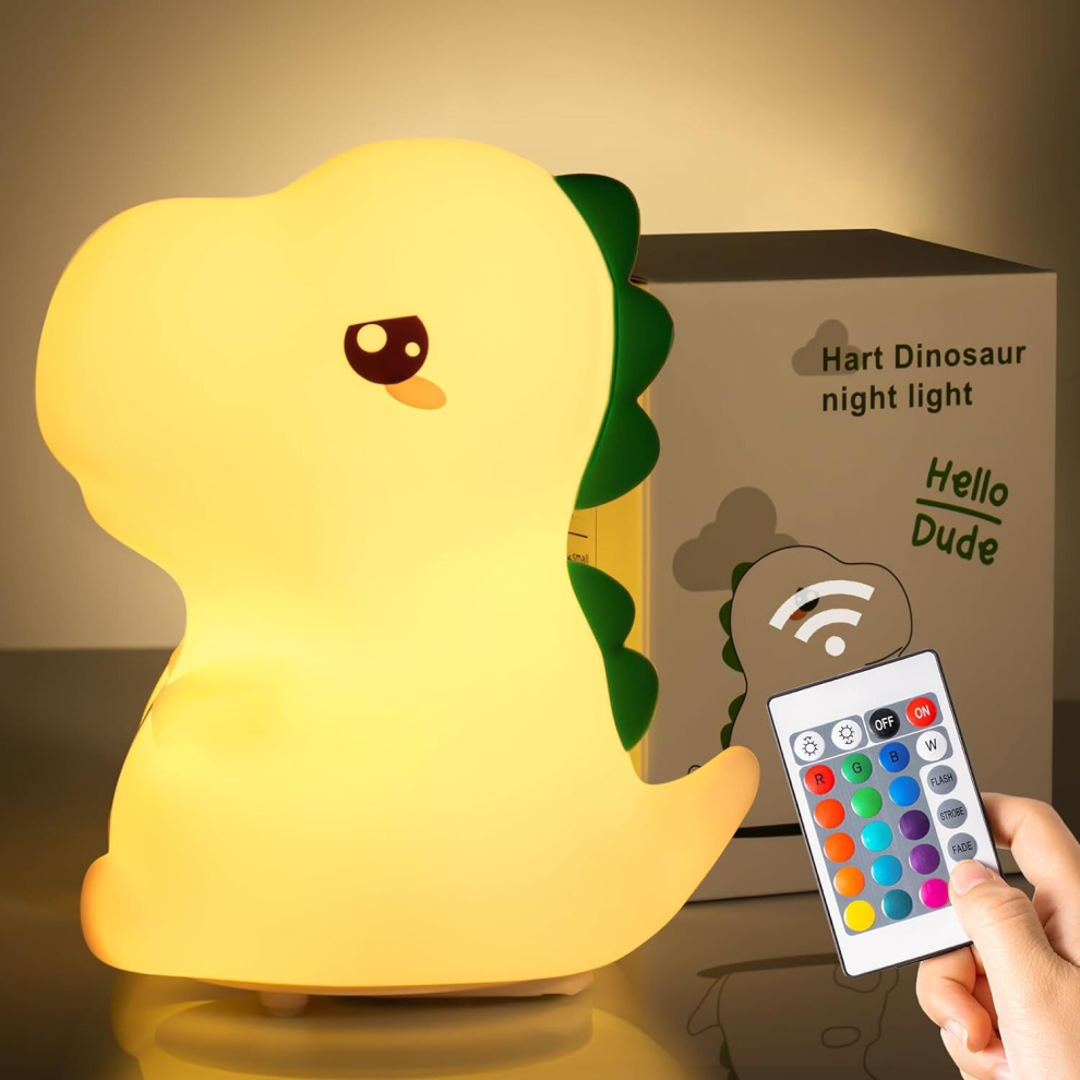 Dinosaur night light 7colors.Remote Control LED Acrylic Cute Table Lamp,Silicone Dimmable Baby Bedroom Night Light,Rechargeable Kawaii Table Lamps