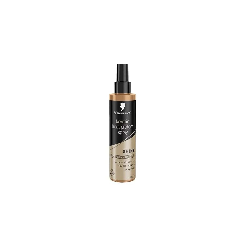 Schwarzkopf Styling Keratin Heat Protection Hair Spray, Frizz Control, 230 degree Heat Protect, 200 ml