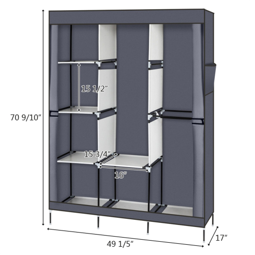 Portable Closet Wardrobe Clothes Rack Storage Organizer Hanging Rail Shelf 1