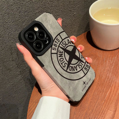 (iPhone 11pro, Style 1) Semi-artificial leather stone island creative phone case