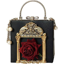 Women's Love Angel Embossed Clutch Evening Bag Bowknot Snaps Crossbody Purse Chain Baroque Shoulder Bag