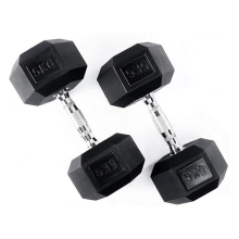 (2x 5kg) Hex Dumbbells Iron & Rubber Weights - Black