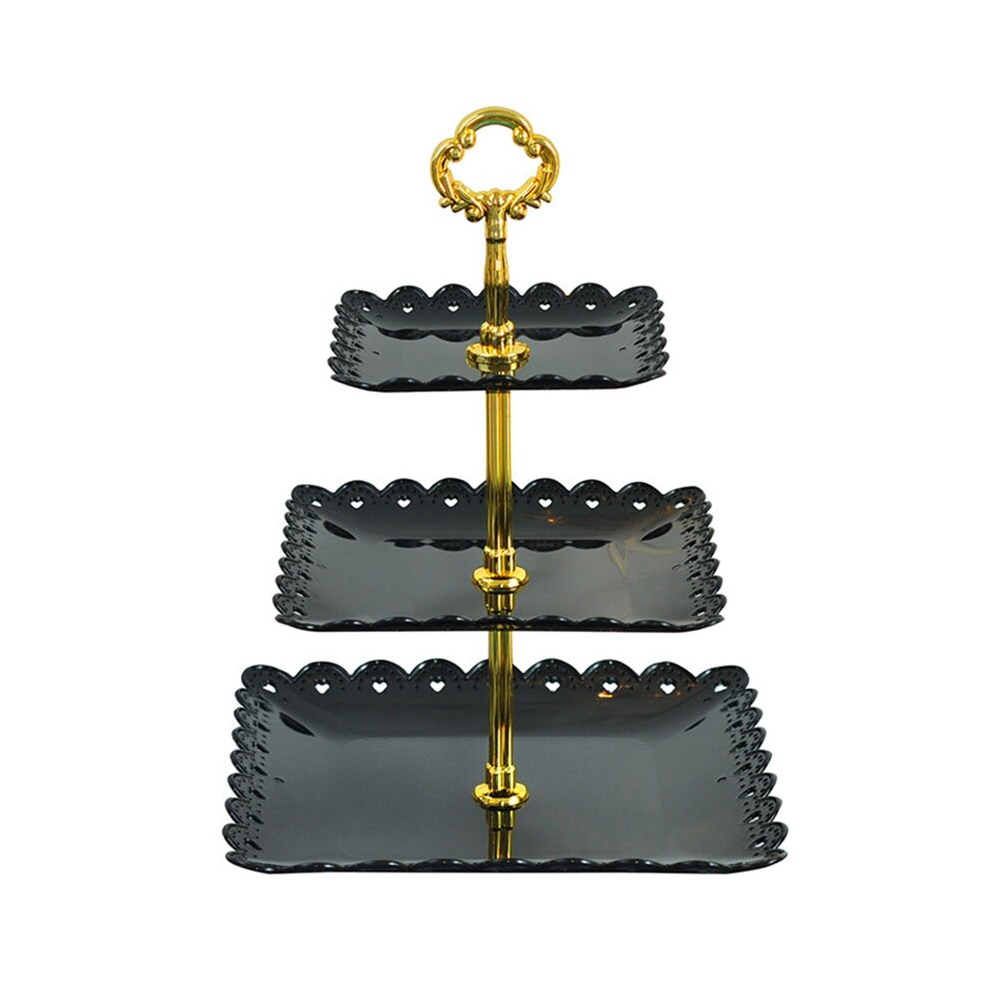 Fruit Tray 3-Layer Entrepreneurial Cake Rack Wedding Cake Tray Black