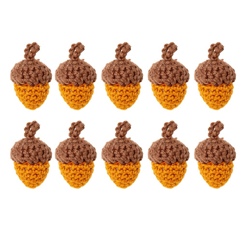 10Pcs Handmade Crochet Pine Cones Acorns for DIY Keychain Bag Pendant