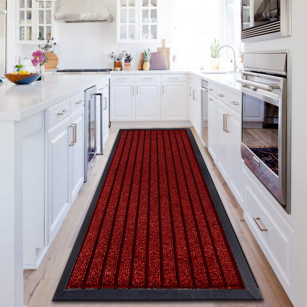 (80x150 cm Red) Heavy Duty Rubber Mats Door Mat Runner Red Rug