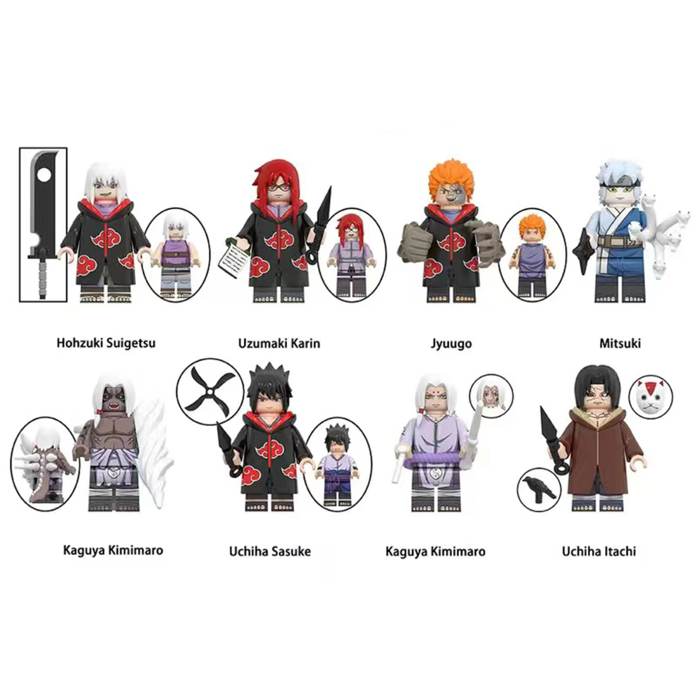 (8PCS-A) 24 X Naruto Uzumaki Minifigure Building Blocks Fits Lego