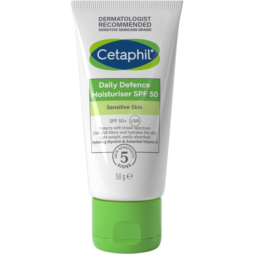 Cetaphil Daily Defence Face Moisturiser, SPF 50 Day Cream With Glycerin, 50g, Sunscreen For All Skin Types