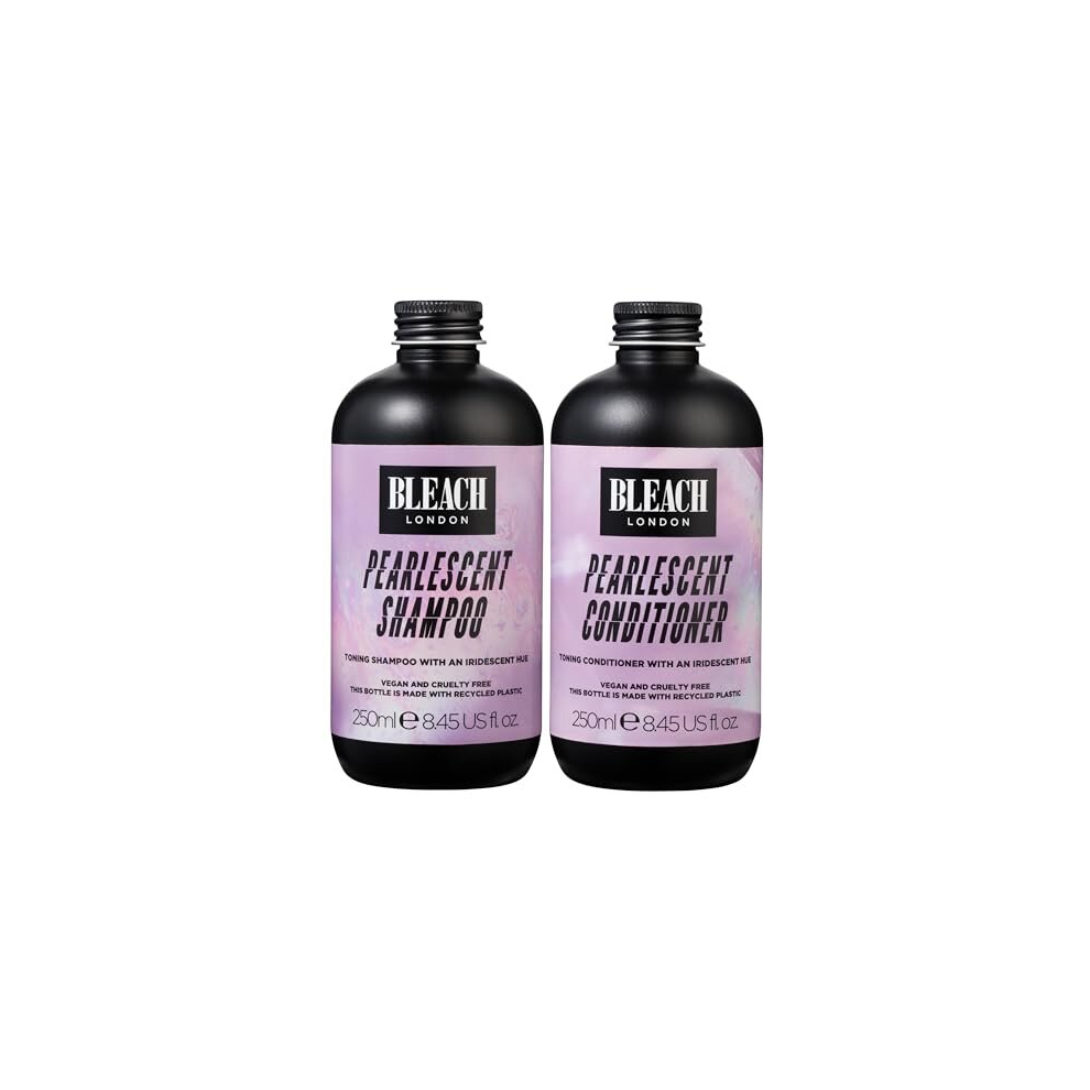 BLEACH LONDON - Pearlescent Shampoo 250 ml and Conditioner 250 ml - Purple shampoo and conditioner for a pearly blonde - 2 pack