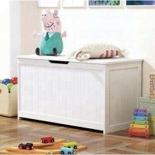 White Wooden Large Children Kids Storage Bench Toy Chest