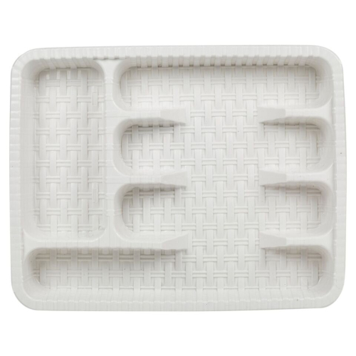 URBN-CHEF (White) Plastic Woven Rattan Cutlery Utensils Holder Flatware Drawer 5 Section Organiser 1