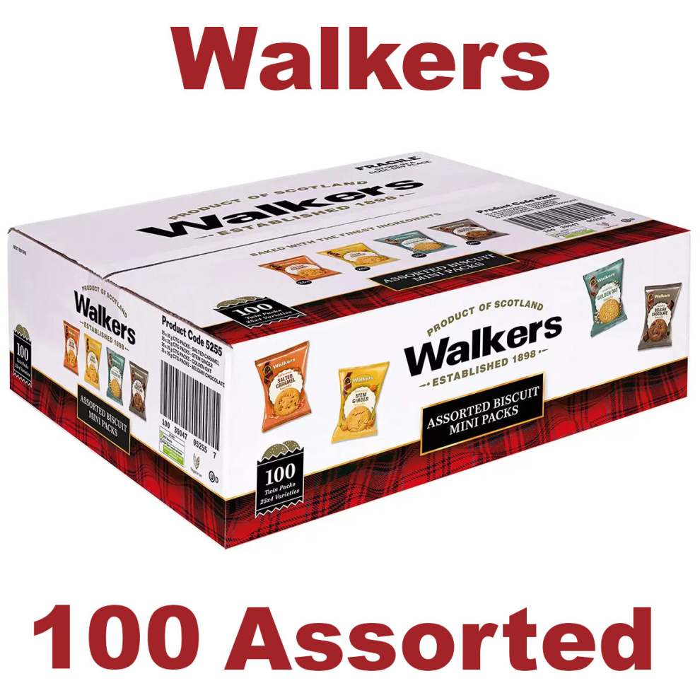 Walkers Assorted Biscuit Mini Packs 100 X 25G Packets