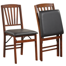 Set of 2 Folding Kitchen Dining Chairs Portable Upholstered High Back