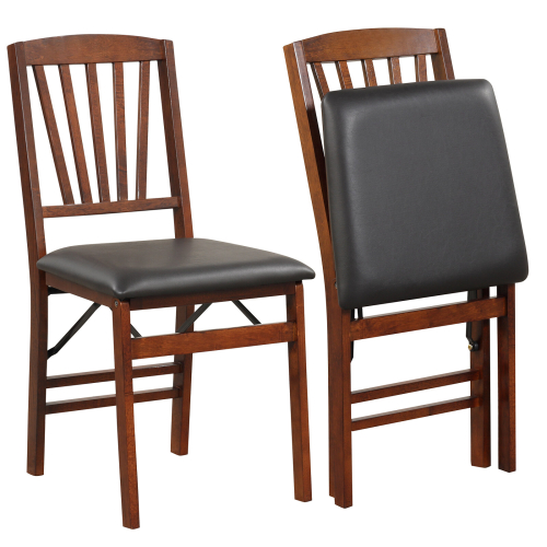 Casart Set of 2 Folding Kitchen Dining Chairs Portable Upholstered High Back