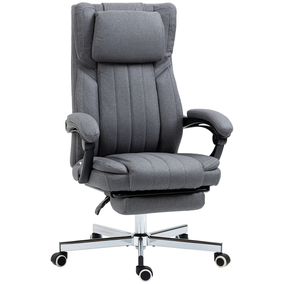 HOMCOM Executive Office Chair with Headrest, Dark Grey - 135 Recline, Retractable Footrest, Adjustable Height, Five-Wheel Swivel (Model 921-627V70CG)-image-OPC-PD9RGPR-NEW