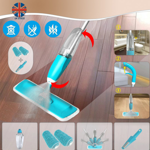 Microfibre Spray Mops for Cleaning Floors with 2 Reusable Pads 700ML bottle