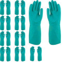 (Small) 10 Pair Safetyware Chem-Pro Chemical Resistant Long Flocklined Nitrile Gloves Bulk 18mil Thick Green for Cleaning Oil Dishwashing Kitchen Mechanic