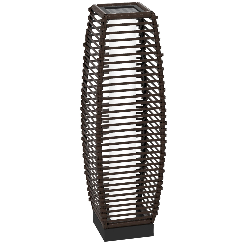 Outsunny Solar Floor Lamp With Auto On/Off Led Lights For Porch, Yard, Brown