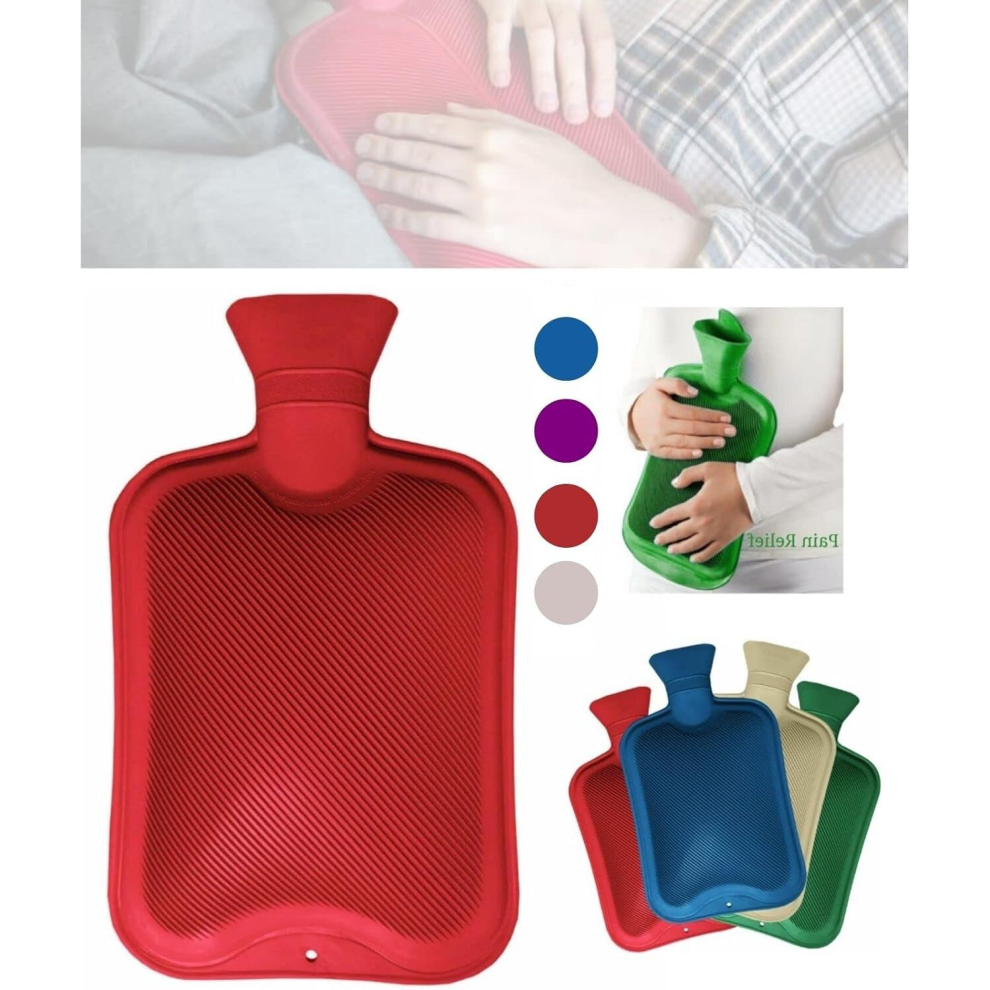 Chozx 2L Hot Water Bottle Natural Rubber Warmer Large Pain Relief Heat Aching