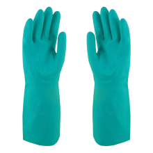 (Small) Safetyware Chem-Pro Heavy Duty Chemical Resistant Long Nitrile Work Gloves 18mil Thick Green for Cleaning Oil Dishwashing Kitchen Mechanic