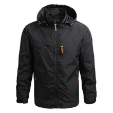 (5XL, Black) Tactical Hooded Jacket Men Windproof Coat