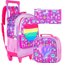 (WanjuLove-purple) Kids Luggage for Boys and Girls, Toddler Rolling Travel Carry on Suitcase with Wheels
