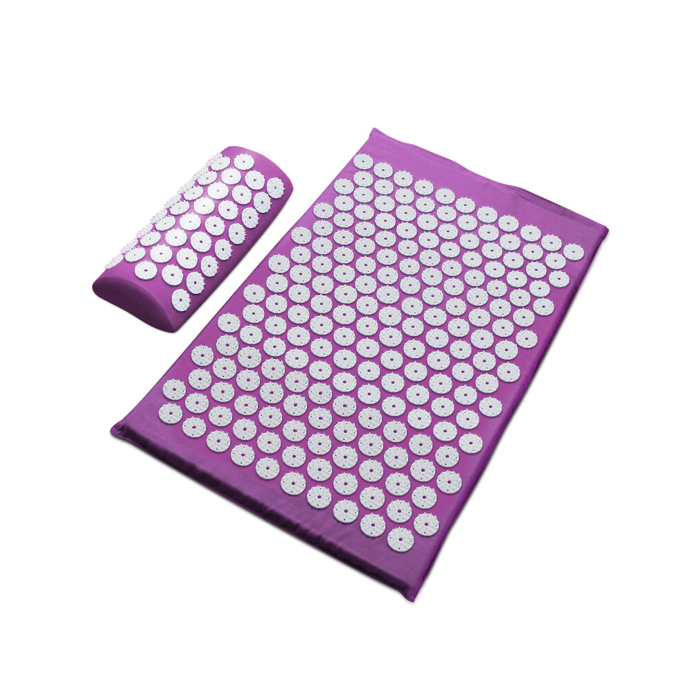 Srj Star Purple ( Set) 62*38Cm Massager Cushion Massage Mat Acupressure Relieve Back Body Pain Spike Mat Acupuncture Yoga Mat/Pillow
