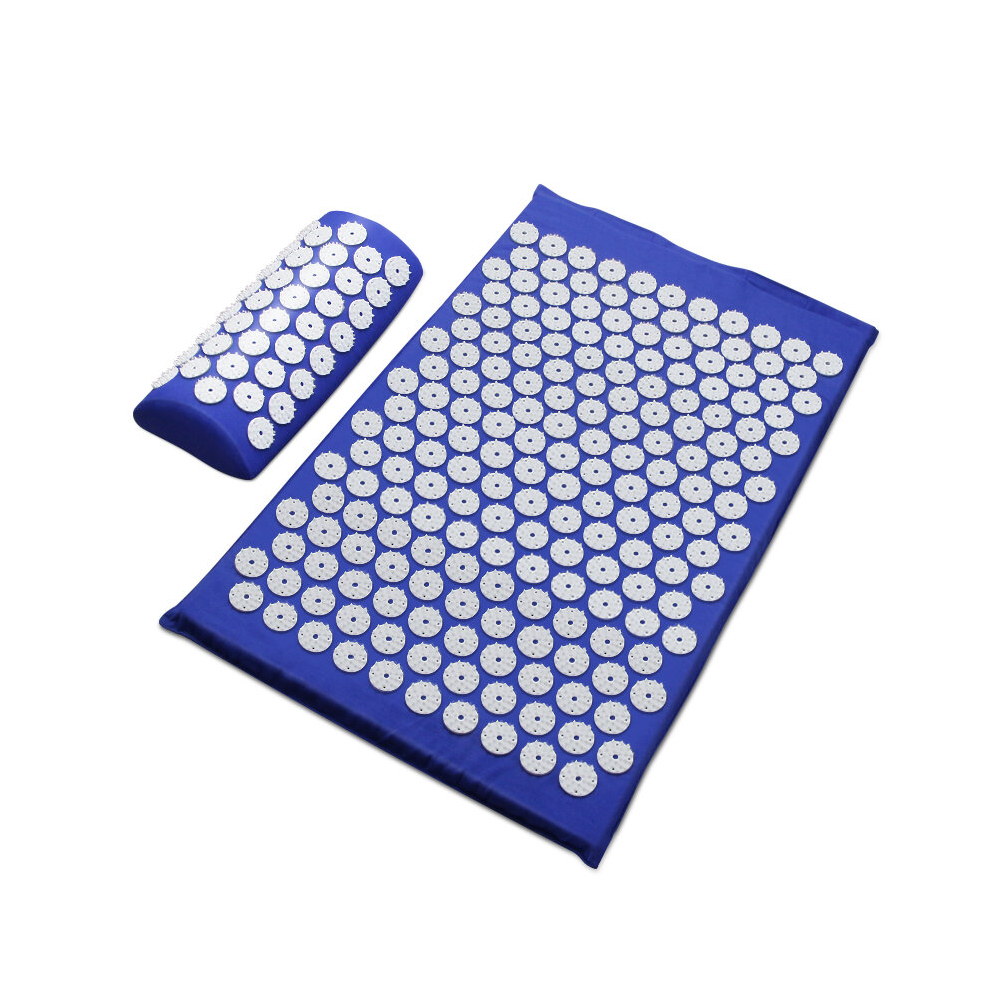 Srj Star Blue ( Set) 62*38Cm Massager Cushion Massage Mat Acupressure Relieve Back Body Pain Spike Mat Acupuncture Yoga Mat/Pillow