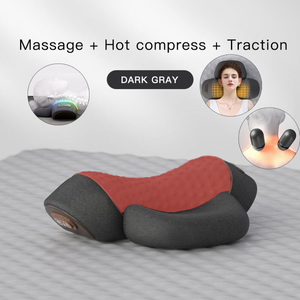 Srj Star (B Lgy 3Function) Electric Neck Massage Pillow Heating Vibration Neck Massager Back Cervical Traction Relax Sleeping Memory Foam Spine Support