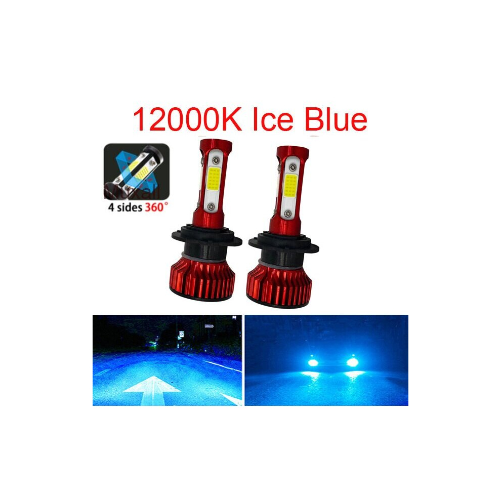 (12000K Color, 9006/Hb4) 12000K Color-2Pcs Mini Led Car Headlight 4Sides Cob 20000Lm 80W H4 Blue 9373822623872