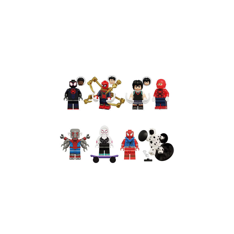 Gacloz 8Pcs Across The Spider-Verse Minifigures Building Blocks Spider-Man Figure Toys