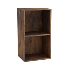 (Rustic Brown, 2 Shelf) Wooden Bookcase Shelving Display Storage Shelf Unit Wood Shelves