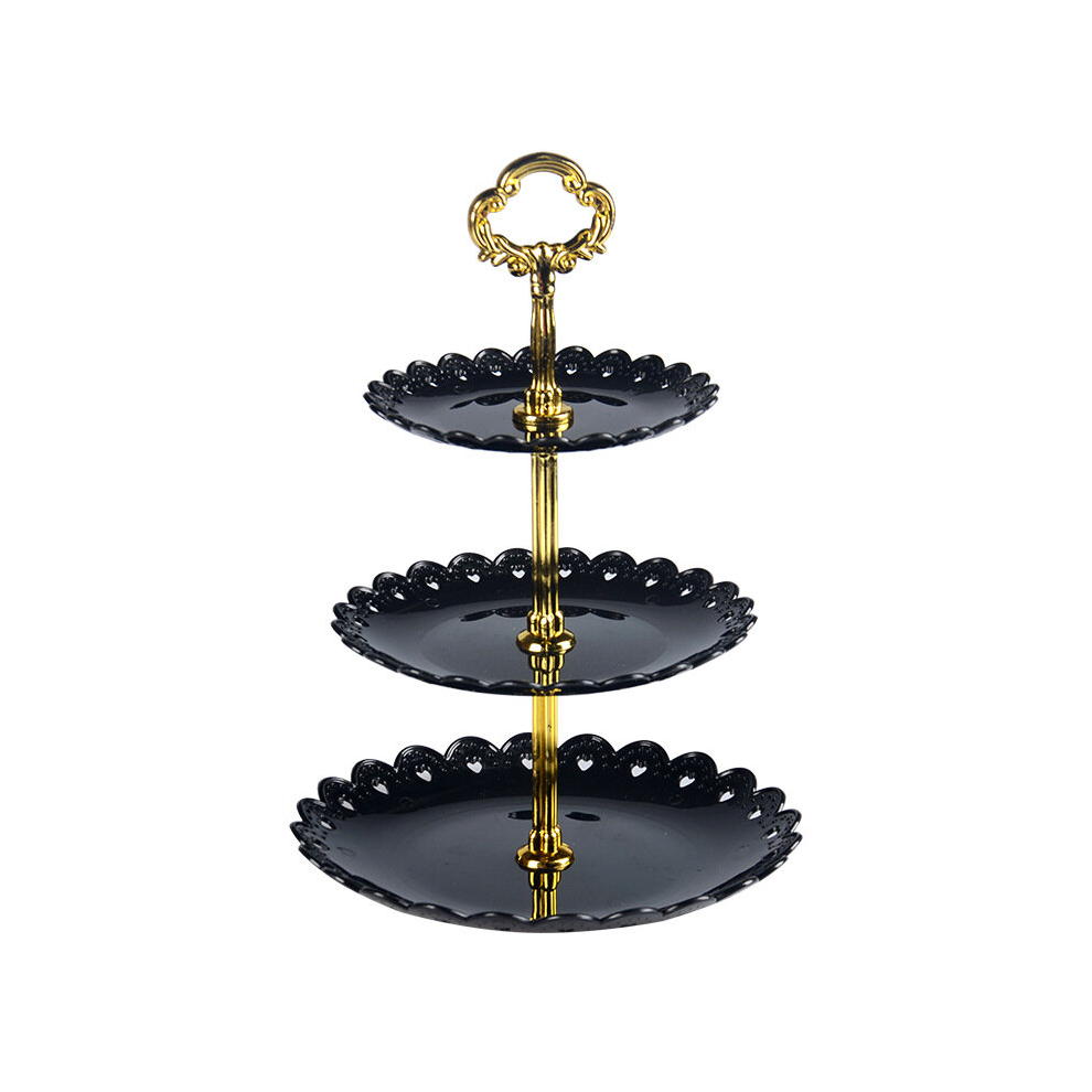 (black) European Three-layer Cake Stand Wedding Party Dessert Table Candy Fruit Plate Cake Stand Afternoon Tea Table Decoration Trays