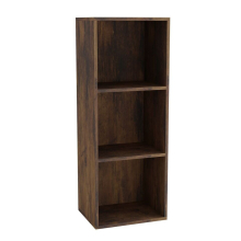 (Rustic Brown, 3 Shelf) Wooden Bookcase Shelving Display Storage Shelf Unit Wood Shelves