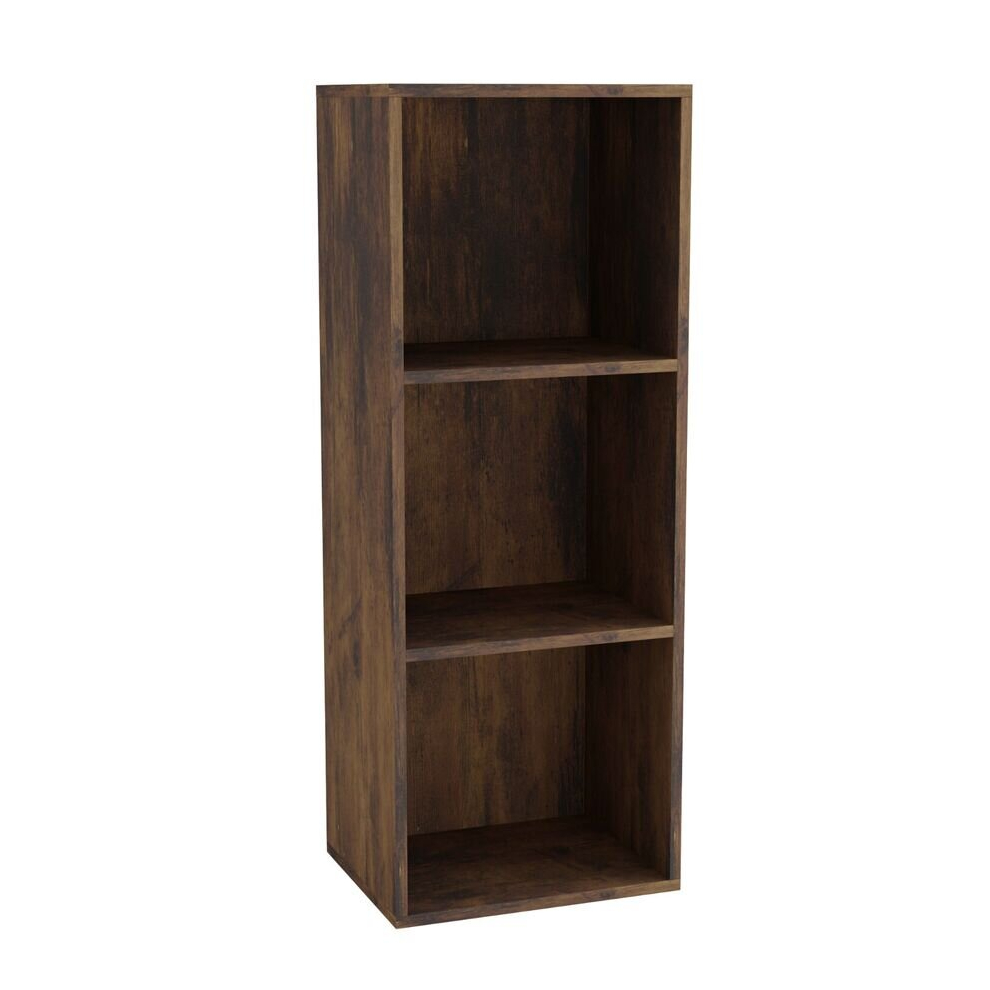 Urbn Living (Rustic 3 Shelf) Wooden Bookcase Shelving Display Storage Shelf Unit Wood Shelves Brown