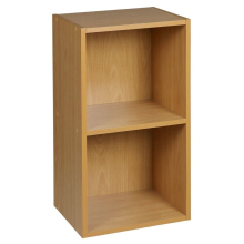 (Beech, 2 Shelf) Wooden Bookcase Shelving Display Storage Shelf Unit Wood Shelves