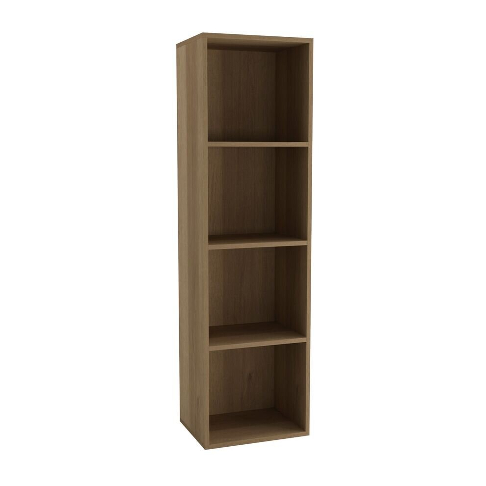 (Warm Oak, 4 Shelf) Wooden Bookcase Shelving Display Storage Shelf Unit Wood Shelves